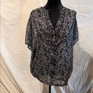 Sheer Black Floral Blouse - Women's Lightweight Top